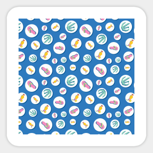 Summer Pop Art Polka Dots Blue And White Sticker